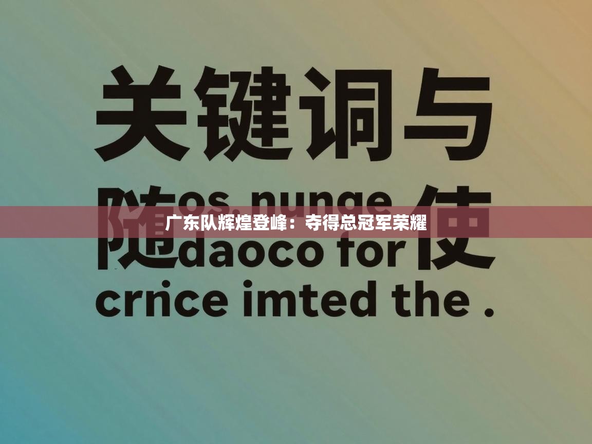 广东队辉煌登峰：夺得总冠军荣耀  第2张